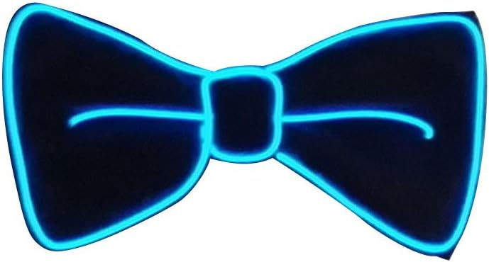 Jiayuane Light Up Bow Tie LED El wire Tie for Party ,Transparent Blue