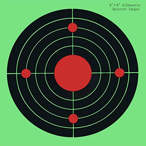 Splatter Targets - 8 Inch Bullseye Reactive Shooting Target- Shots Burst Bright Fluorescent Green Upon Impact - Gun - Rifle - Pistol - AirSoft - BB Gun - Pellet Gun - Air Rifle (25PCS/Pack)
