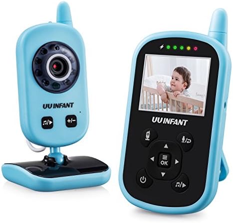Video Baby Monitor, Wireless LCD Display Camera, Night Vision, Long Range, Temperature Sensor, Music Lullabies, 2 Way Clear Sound Talkback, Stable Signal for Day and Night System UU INFANT (Blue)