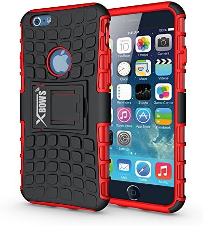 iPhone 6 Case, iPhone 6S Case, Xbows [Rugged Wave] Slim Durable Protective Shockproof Case Built-in Kickstand for Apple iPhone 6/6S (Red)