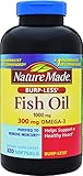 Nature Made Fish Oil 1000mg, Omega 3 300mg, Burp-Less Softgel , 320 Count