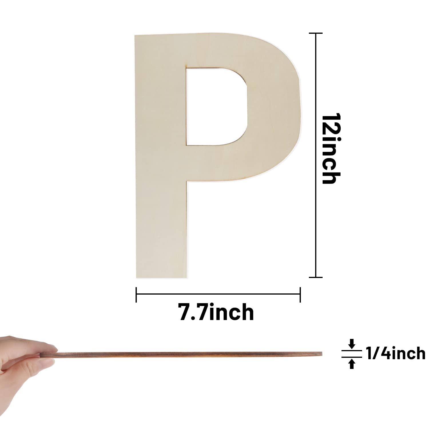 Wooden Letters 12 Inch, Big Wooden Letter P Shapes Cutouts Blank Unfinished Large Wood Alphabet Letters for DIY Crafts Wall Decor Painting Wedding Birthday Party Decoration Room Home Decorations