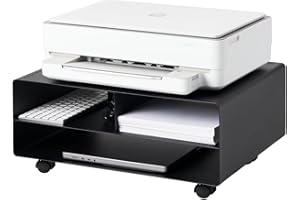 Yamazaki Home Desktop Printer Stand - Computer Accessory Office Organizer Steel One Size Black