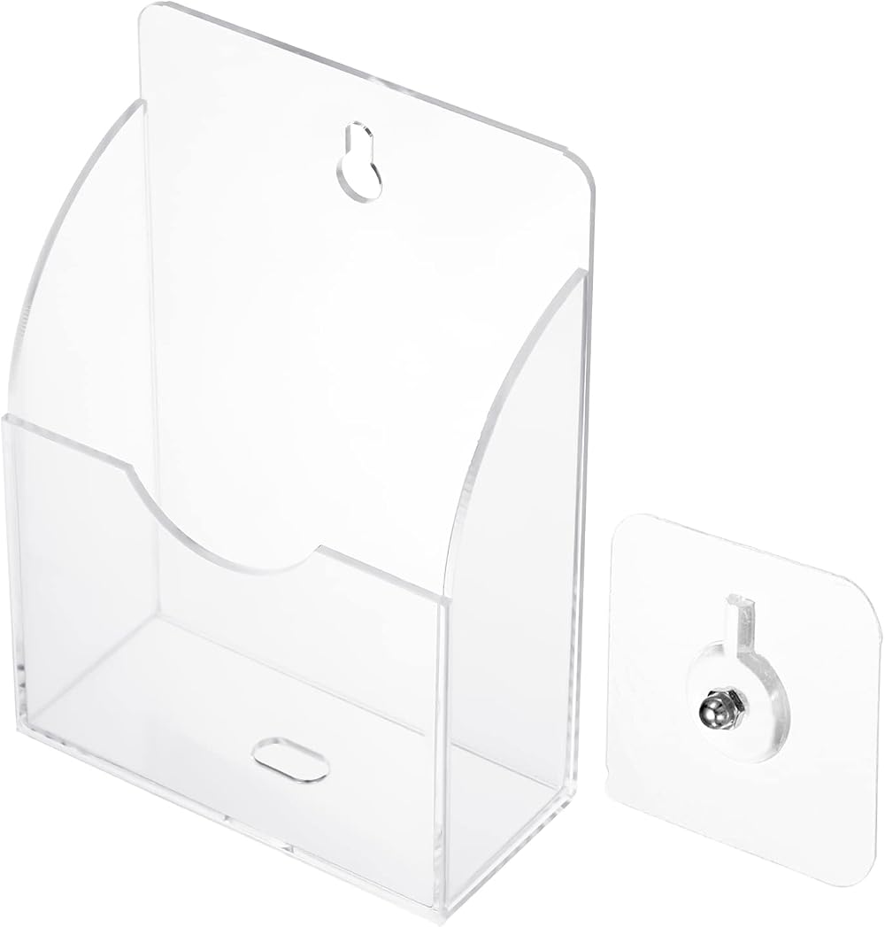 PATIKIL Acrylic Wall Mounted Remote Control Holder & Phone Stand, Clear