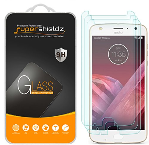 [3-Pack] Supershieldz for Motorola (Moto Z2 Play) Tempered Glass Screen Protector, Anti-Scratch, Anti-Fingerprint, Lifetime Replacement