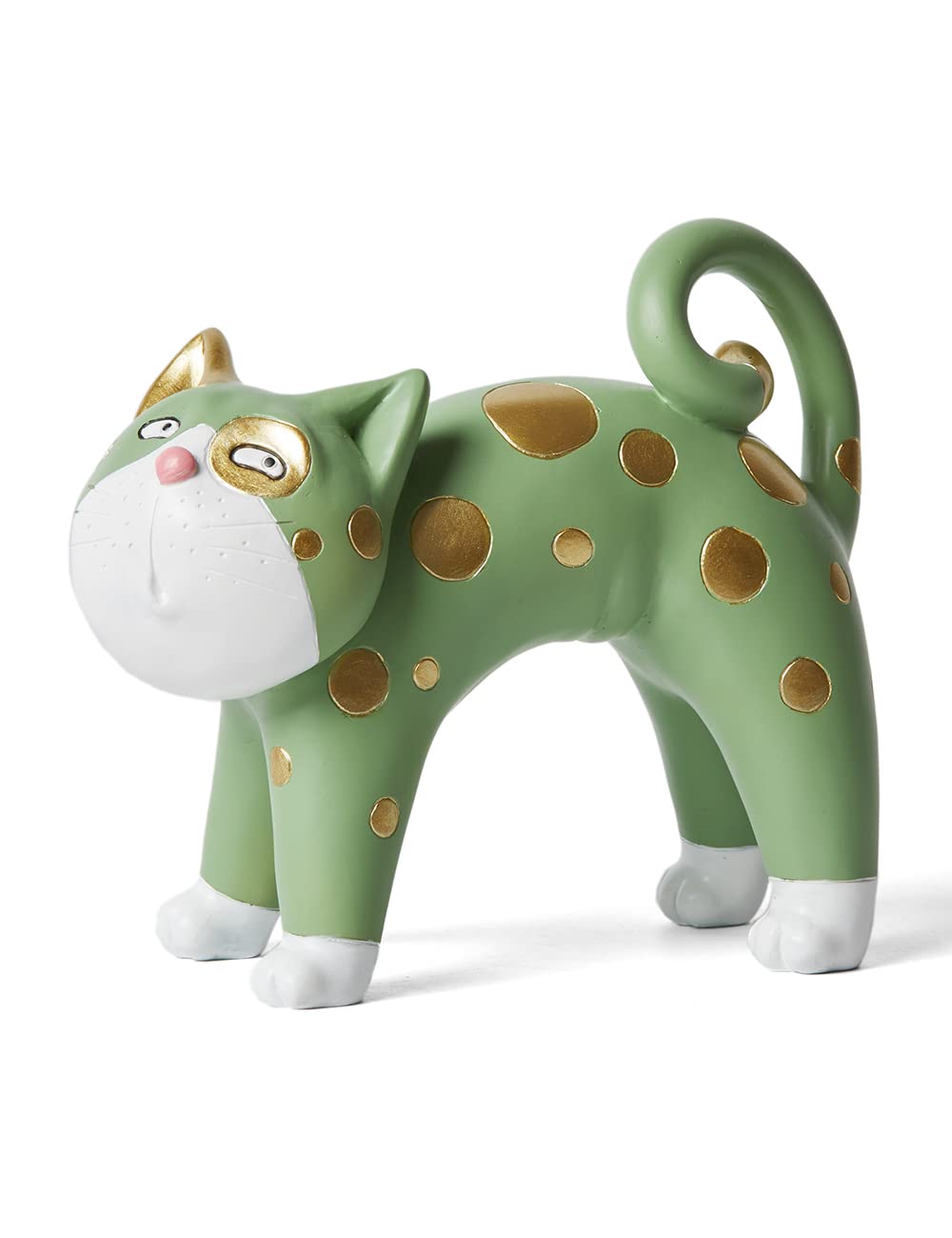 SEINHIJO Cat Figurine Sculpture Animal Statue Gifts Modern Decor Arts Home Ornament Table Centerpiece Crafts Polyresin Green 16cm
