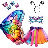 Aimeiar 2024 Kids Fairy-Butterfly Wings Costumes for Girls with Tutu Dress Up 4Pcs Child Butterfly Wings Christmas Party