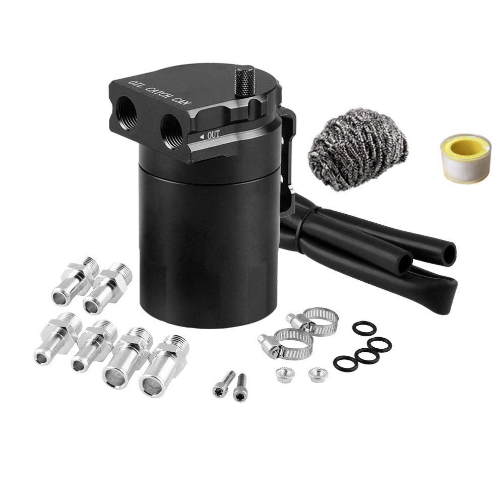 0.3L Aluminum Universal Oil Catch Can Kit Reservoir Tank Engine Polish Baffled