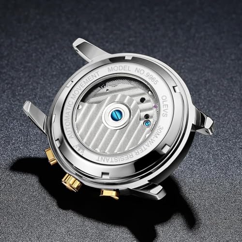 OLEVS Men Automatic Watch Stainless Steel Skeleton Mechanical Date Calendar Luxury Classic Business Waterproof Luminous Wrist Watches