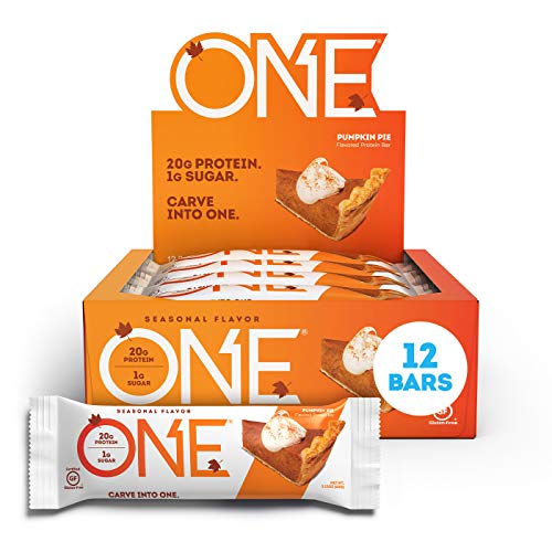 ONE Protein Bars, Pumpkin Pie, Gluten Free Protein Bars with 20g Protein and only 1g Sugar, Guilt-Free Snacking for High Protein Diets, 2.12 oz (12 pack)