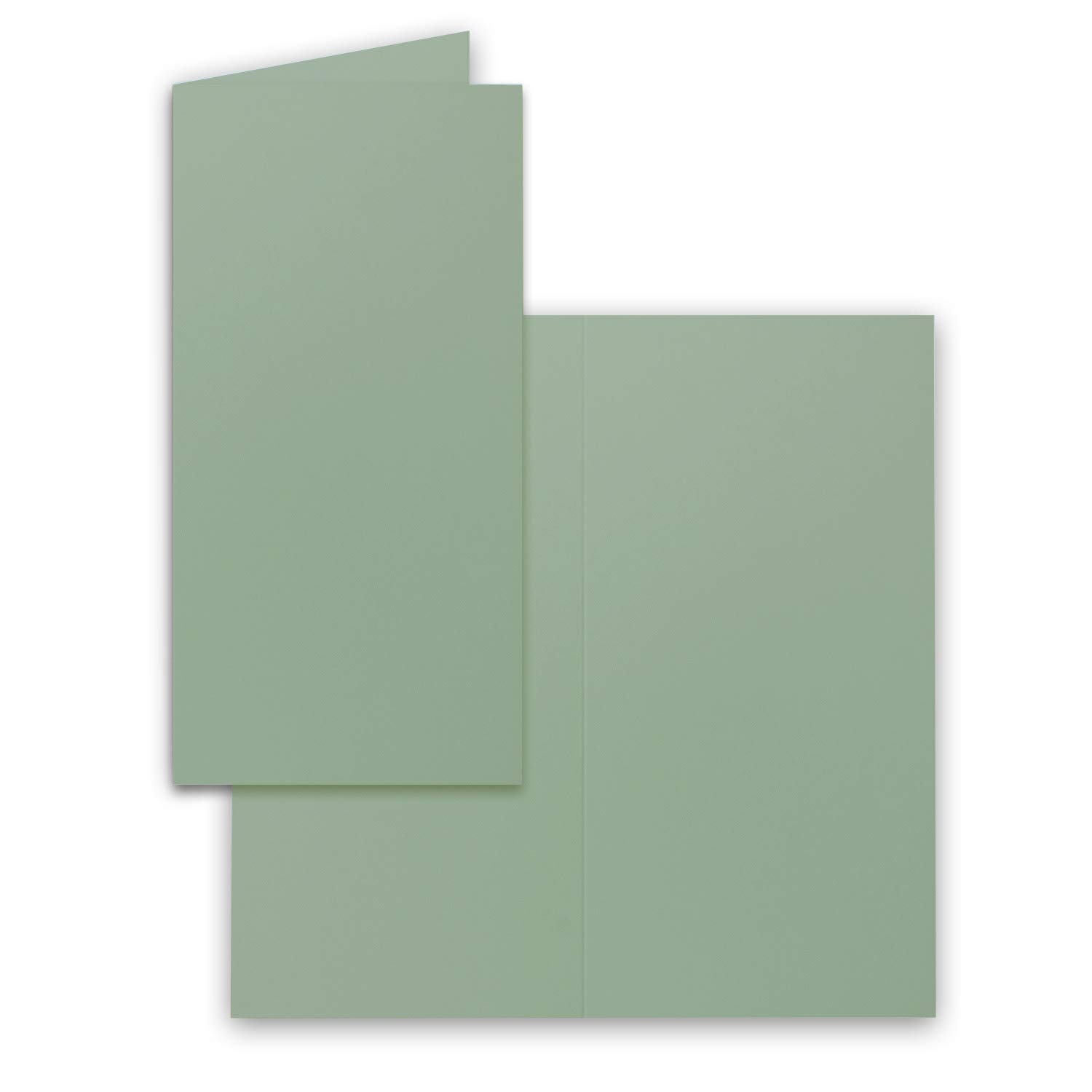 25x folding cards DIN long - Eucalyptus (green) - 10.5 x 21 cm - blank double cards - folding cards for invitations and greeting cards for Christmas and birthdays