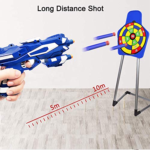 2 Pack Toy Guns for Boys, Blaster Guns w/ Shoot Target, 60 Soft Foam Refill Darts,2 Bullet Wrist Band and 2 Safety Glasses, Children Toy Pistol Pellet Gun Xmas Birthday Gifts for Kid Age 3-12 Year Old