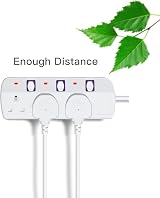 Tech Traders 3 Way Extension Lead 2M Cable Individual Switches White Power view 4