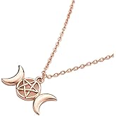 MANZHEN Triple Moon Goddess Pendant Necklace Pentacle Pentagram Wiccan Jewelry