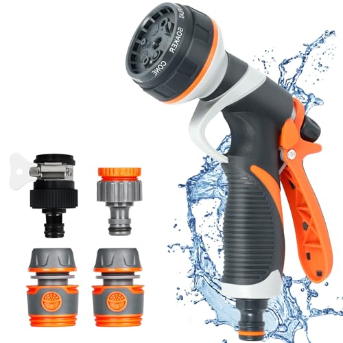 Garden Spray Gun, Garden Sprayer, 8 Models Spray Gun with Adjustable Water Flow Multifunctional for Washing Car and Pets Garden