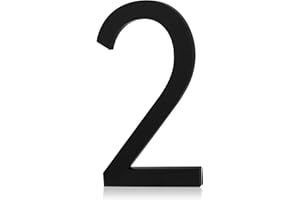 REAVOR Modern House Number, Self Adhesive Unique Mailboxes for Outside 5 Inch for Apartment Door Farmhouse Office Hotel, Address Numbers and Letters, Frosted Matte Black Acrylic House Number 2