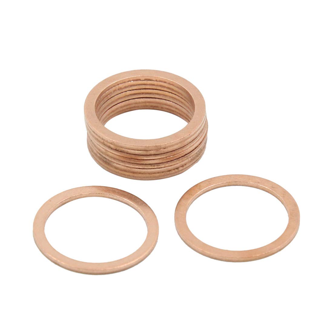 X AUTOHAUX 18mm Inner Dia Copper Washers Flat Sealing Plate Gaskets Rings 10pcs — image 1