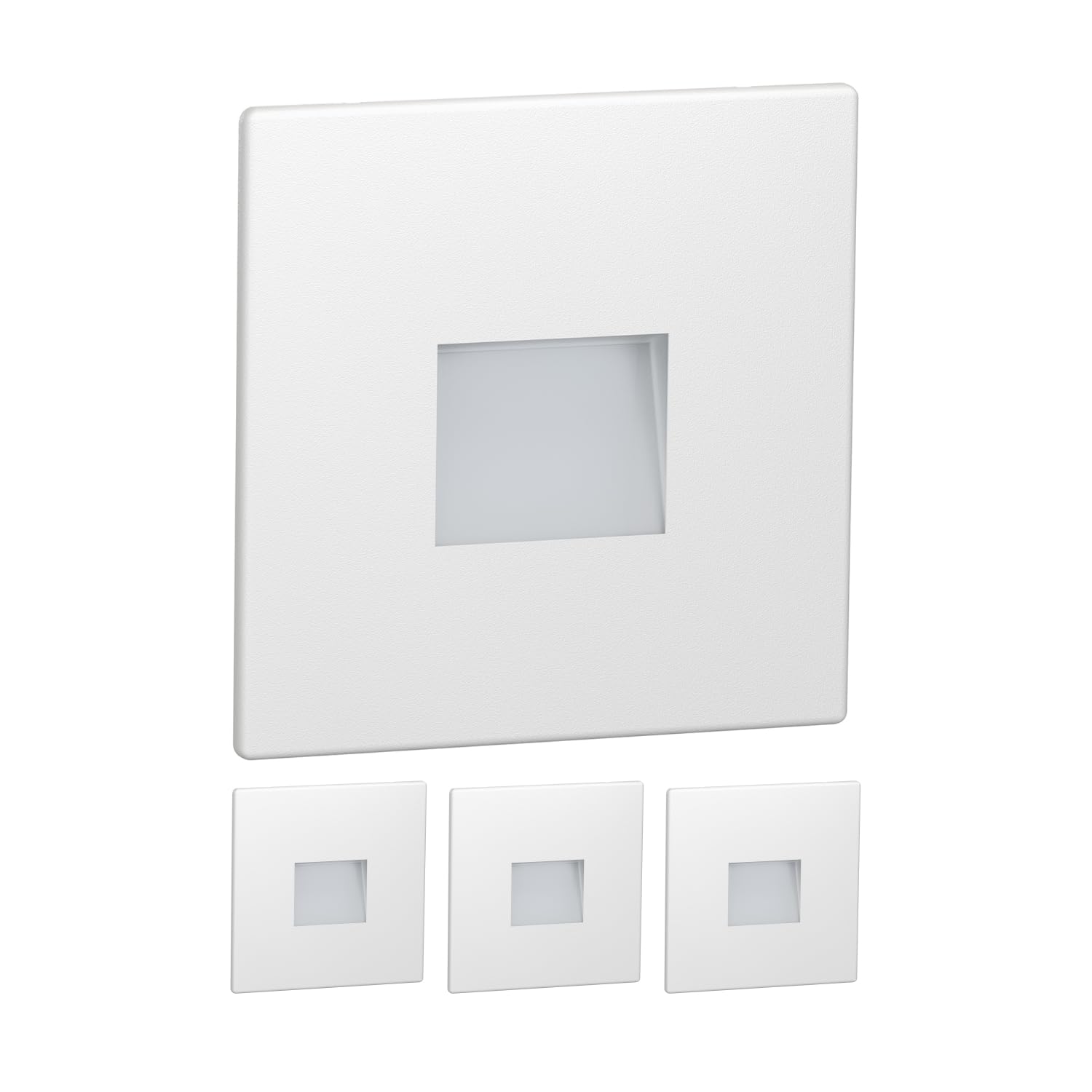ledscom.de 4 LED Staircase Light/recessed wall Light FOW for Indoors and Outdoors, Downlight, Angular, 85 x 85mm, Warm White