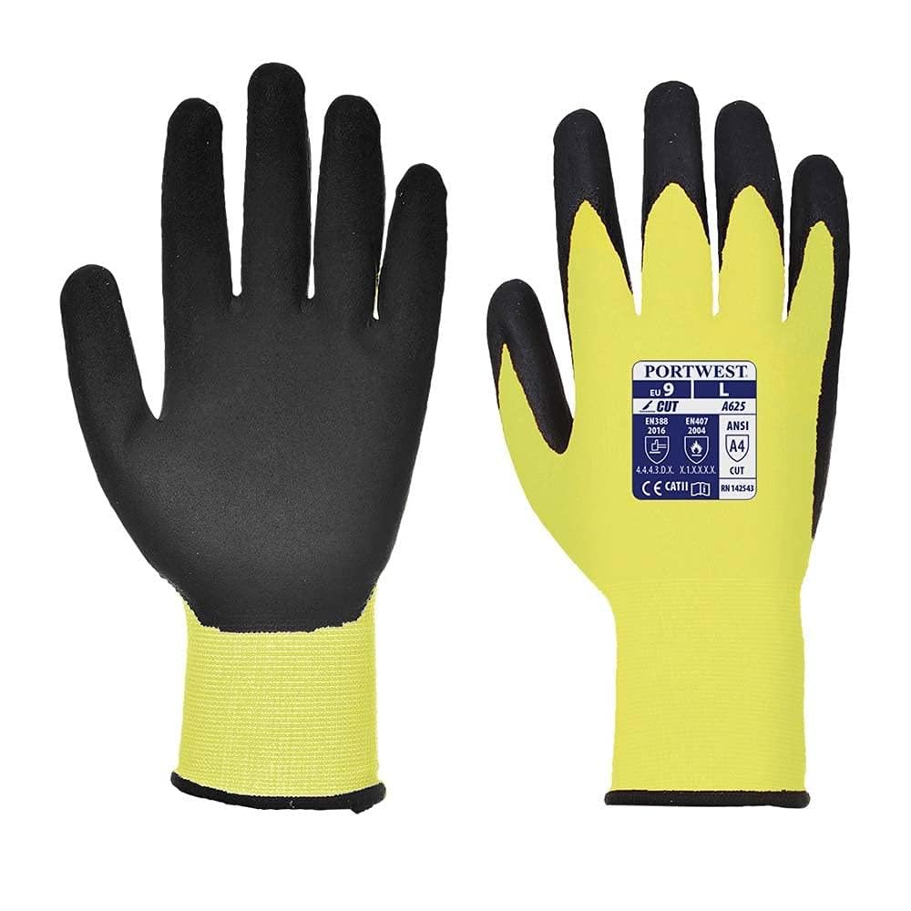 Portwest Vis-Tex Cut Resistant Glove - PU, Size: M, Colour: Yellow/Black, A625Y8RM โ image 1