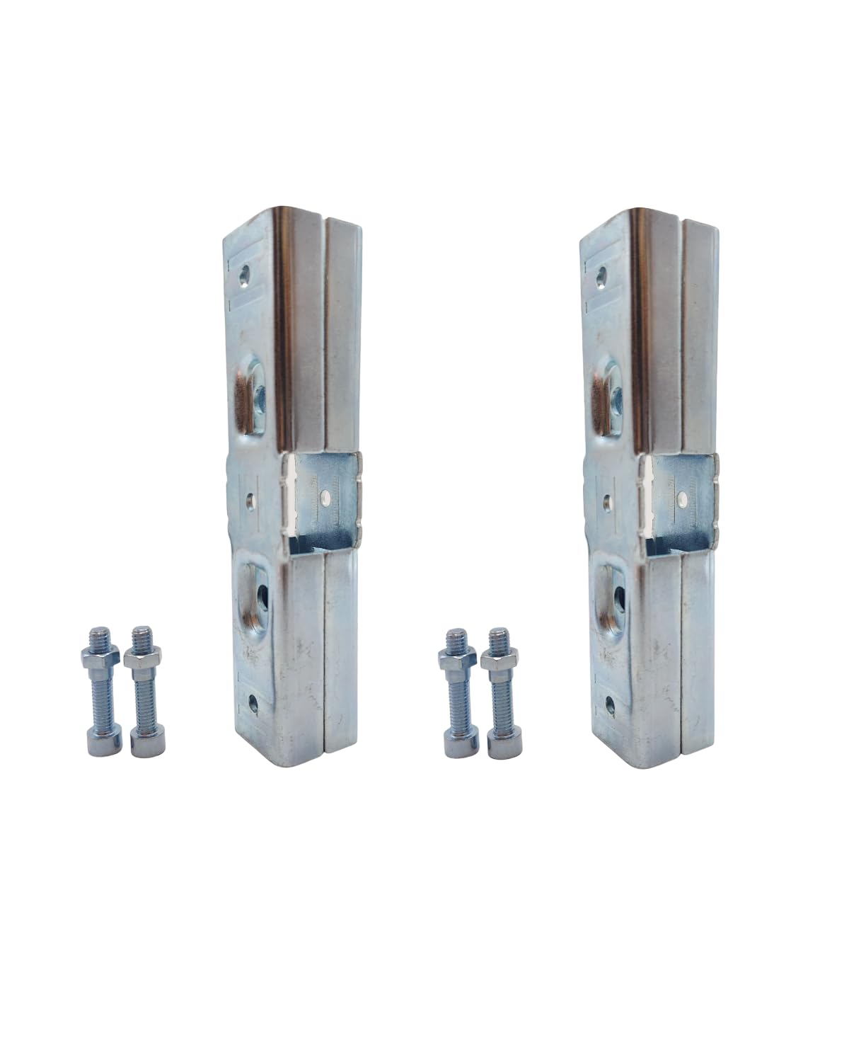 Photo 1 of 2 Pcs Steel Square Joint Tube Fittings, 3 Way Horizontal Line Joint Pipe Clamps, Joint Link Fence Clamps Connector with Bolts/Nuts for OD 1" or 25MM Square Pipe, Chain Fence Guardrail Rails Clamps