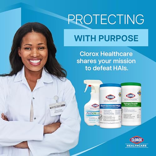 CLOROX HEALTHCARE HYDROGEN PEROXIDE CLEANER DISINFECTANT WIPES, 12″ X 11″, REFILL FOR BUCKET, 185 COUNT (PACKAGE MAY VARY)