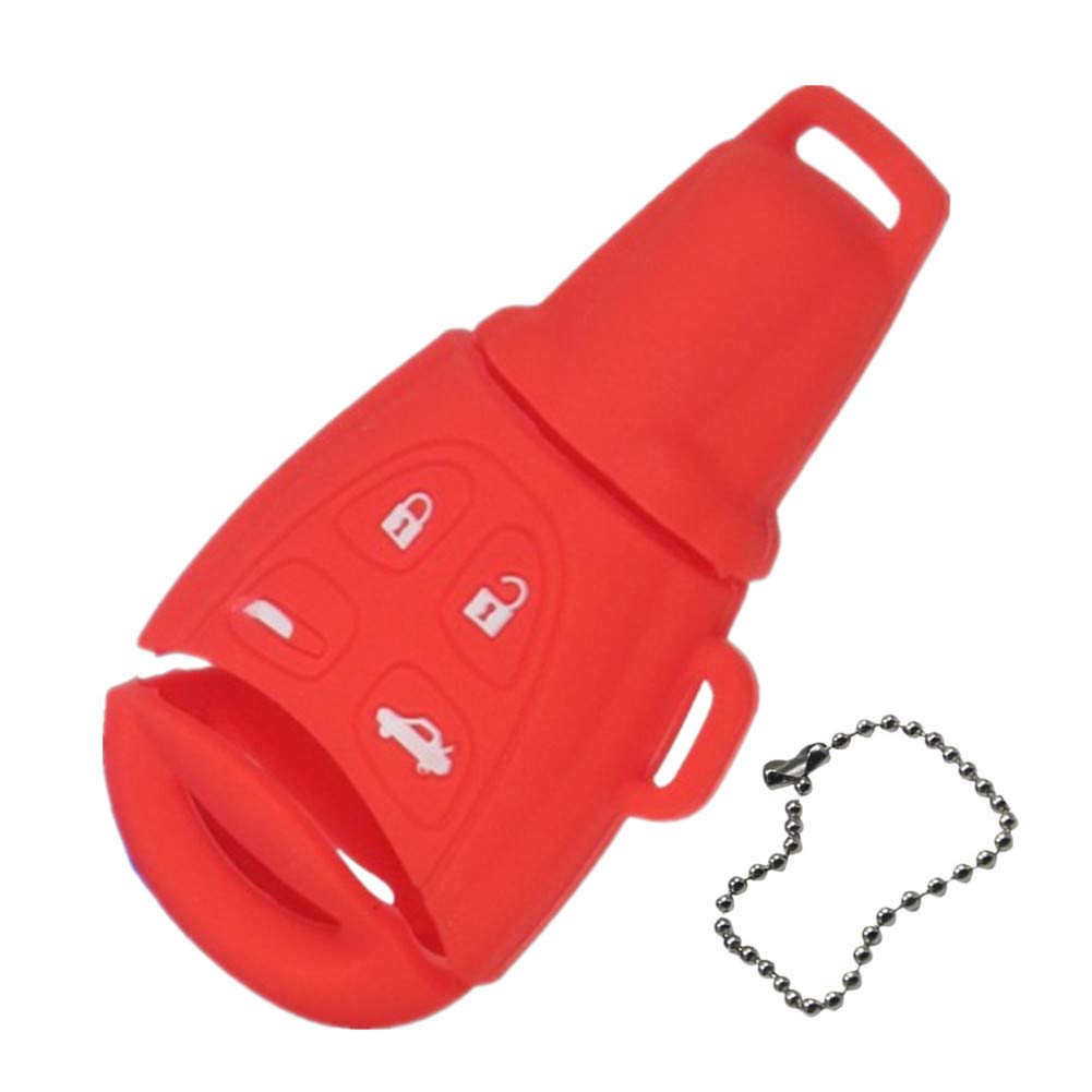 Happyit Silicone Car Key Cover Cases for SAAB 9-3 9-5 93 95 4 Buttons Car Remote Accessories (Red)