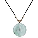 COAI Burma Jadeite Green Jade Necklace for Women Men, Donut/Leaf/Nine Tailed Fox Necklace for Women Men