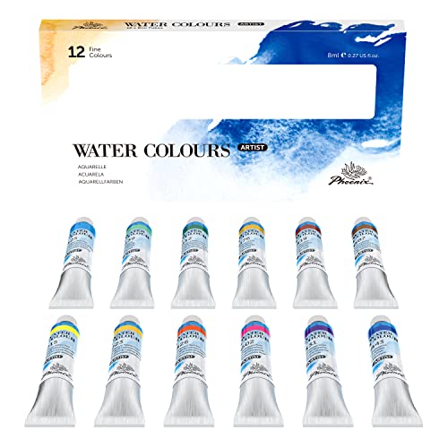 PHOENIX Artist Grade Watercolor Paint Set 12 Colors x 8ml (0.27 Oz