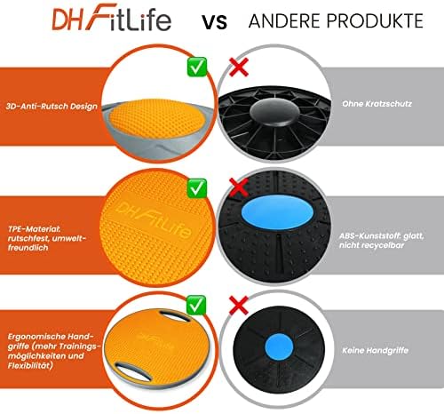 Balance Board, Wackelbrett, Balance Pad mit Griffen, extra groß Ø 42cm, max. 200 KG, Gleichgewichtstrainer, Fitness Balance-Board Erwachsene