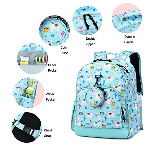 Choco Mocha Llama Backpack for Girls Kindergarten Backpack for Girls Kids Backpacks for Girls 15