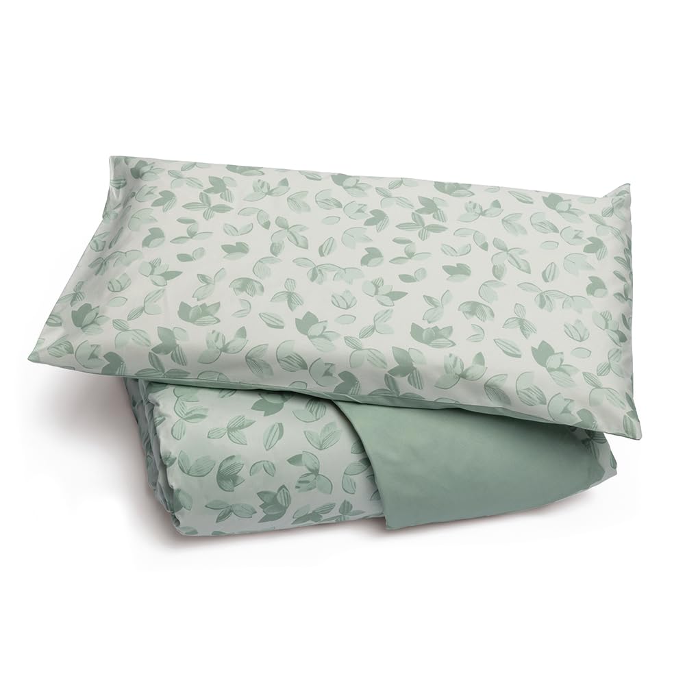 Foppapedretti Notte & Natura Single Bed Duvet Cover with Pillowcase; Sage Leaves 100% Cotton, Made in Italy