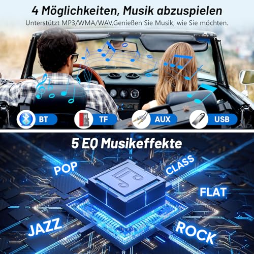 RDS Bluetooth Car Radio with Type-C Charging Port, Wistrue FM/AM Car Radio Supports 2 USB Ports / AUX/SD/TF/EQ, 1 DIN Radio with Bluetooth/MP3 Player Hands-Free