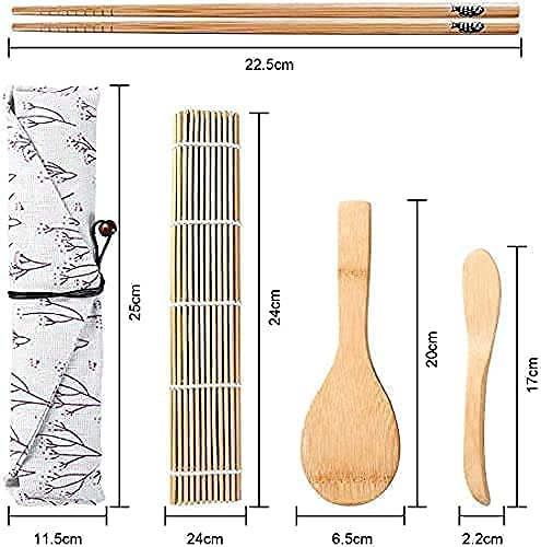 TUT Sushi Kit, 10 Pezzi Kit Sushi Fai Da Te, Sushi Kit Completo con 2 Tappetini, 5 Paia Di Bacchette, 1 Spatola Per Riso, 1 Coltello, 1 Sacco, Kit Sushi Molto Adatto Per I Principianti