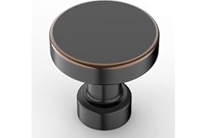 Amerdeco 10 Pack Oil Rubbed Bronze Cabinet Knobs 1-1/6 Inch (32mm) Single Hole Pulls for Drawers, Dressers, and Bathroom Cabinets