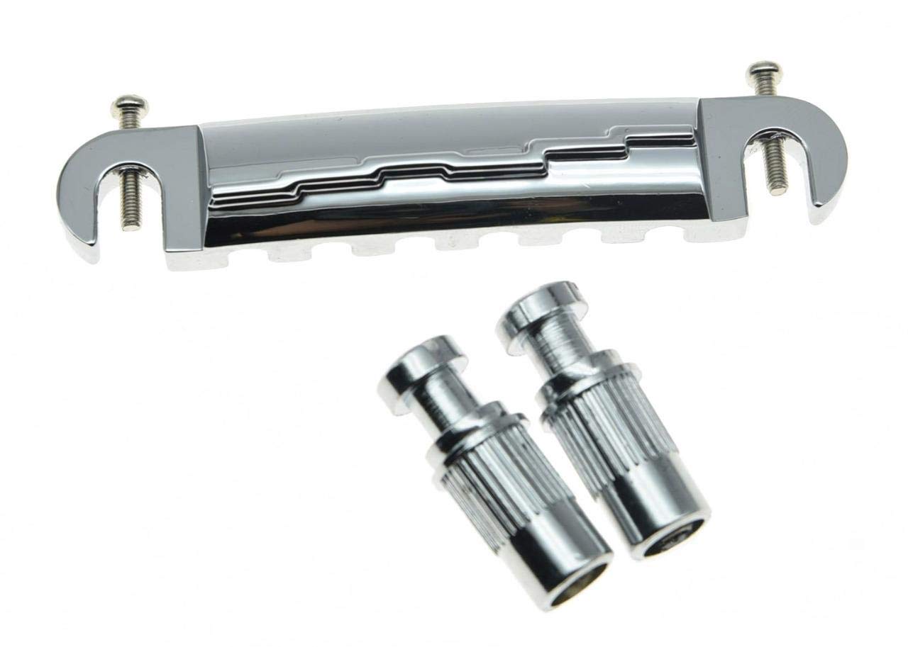 KAISH Chrome Electric Guitar Wrap Around Bridge Tailpiece for Les Paul LP Junior