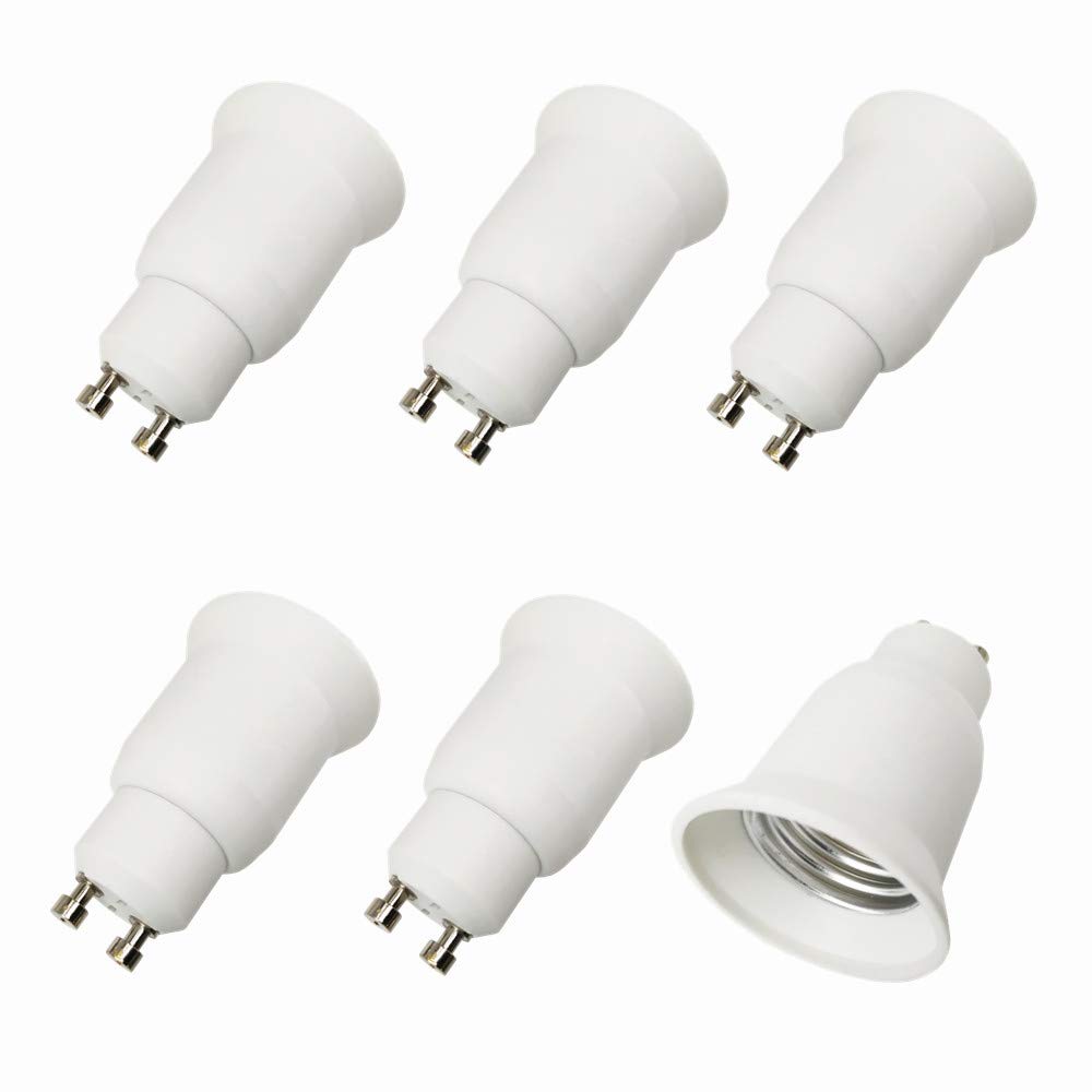 DZYDZR 6 Pack GU10 to E27 Light Bulb Lamp Holder Socket Adapter Flame Retardant Material