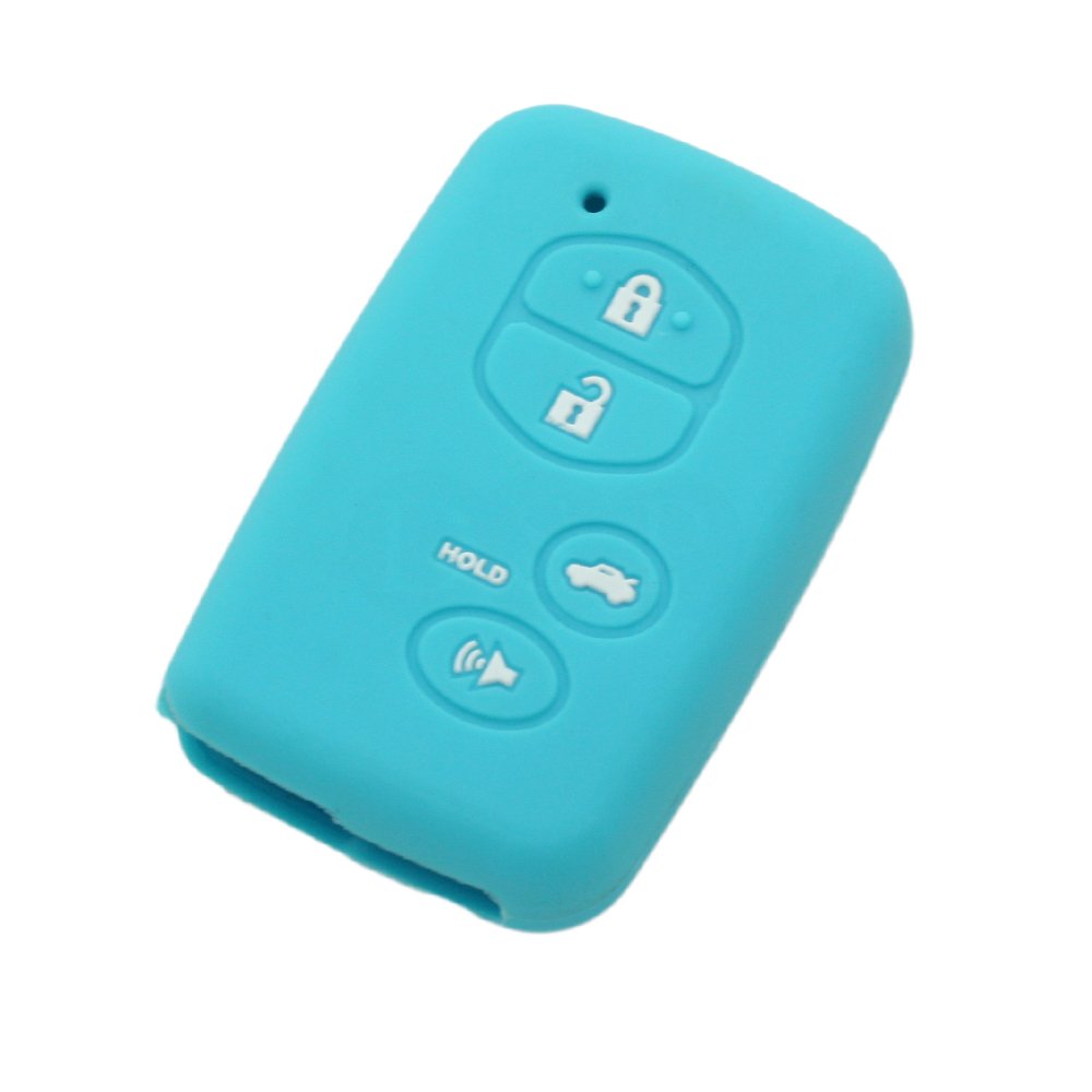 BROVACS Silicone Cover Protector Case Holder Skin Jacket Compatible with TOYOTA Avalon RAV4 Camry Venza Prius 4 Button Smart Remote Key Fob CV2405 Light Blue