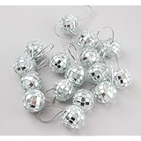 24 pcs 1.97 Inch Disco Ball Mirror Party Christmas Tree Ornament Decoration with Fastening Strap - Bright Reflective Mirror D