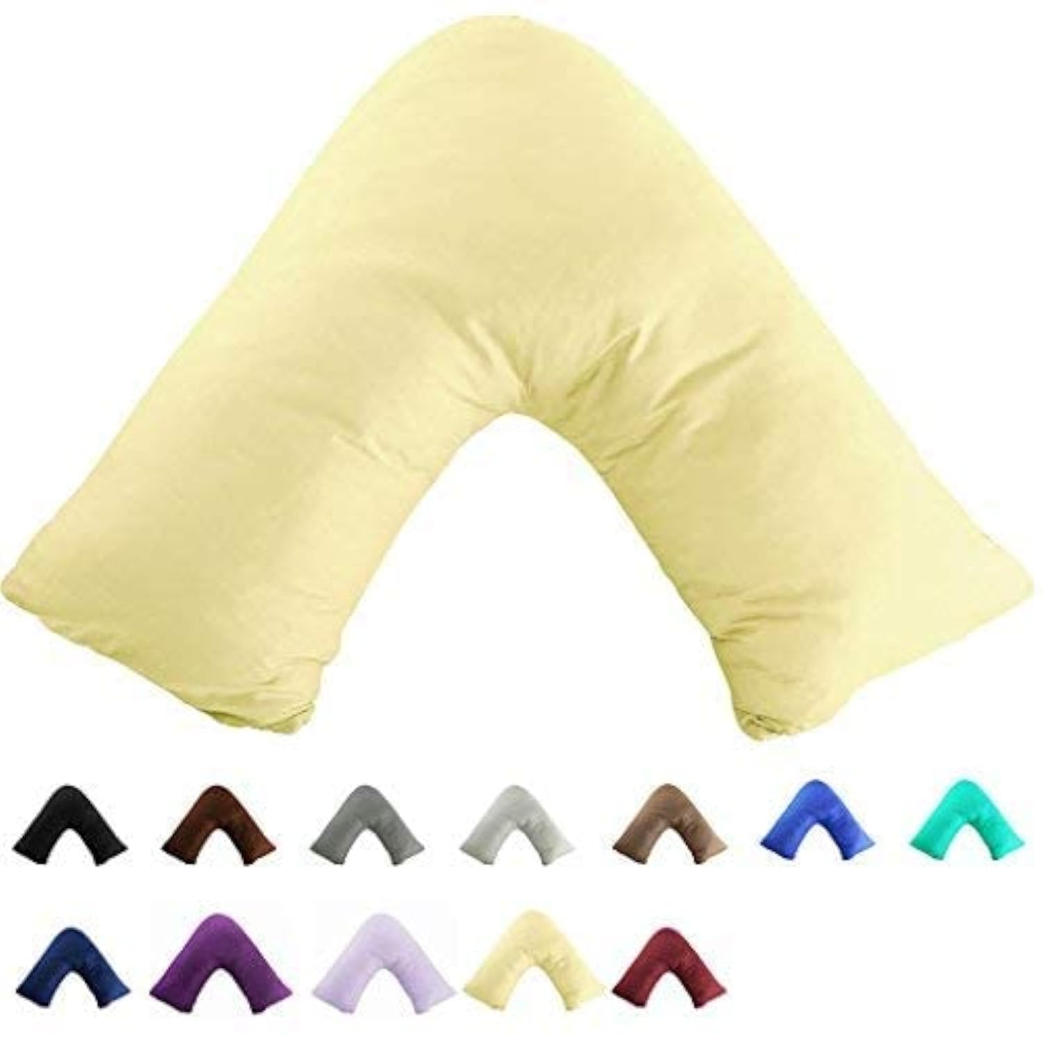 Gyulin 100% Cotton 300 Thread Count Soild Envelope Style V Shaped/Tri/Boomerang Standard Pillow Case Cushion Cover Only Cover No Insert (Ivory Yellow) — image 1