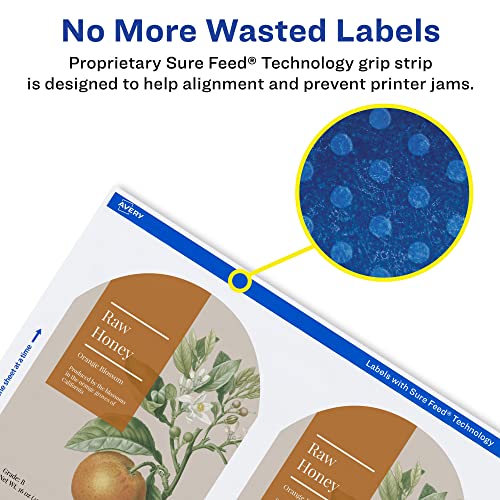 Avery Arched Labels with Sure Feed for Laser Printers, Water Resistant