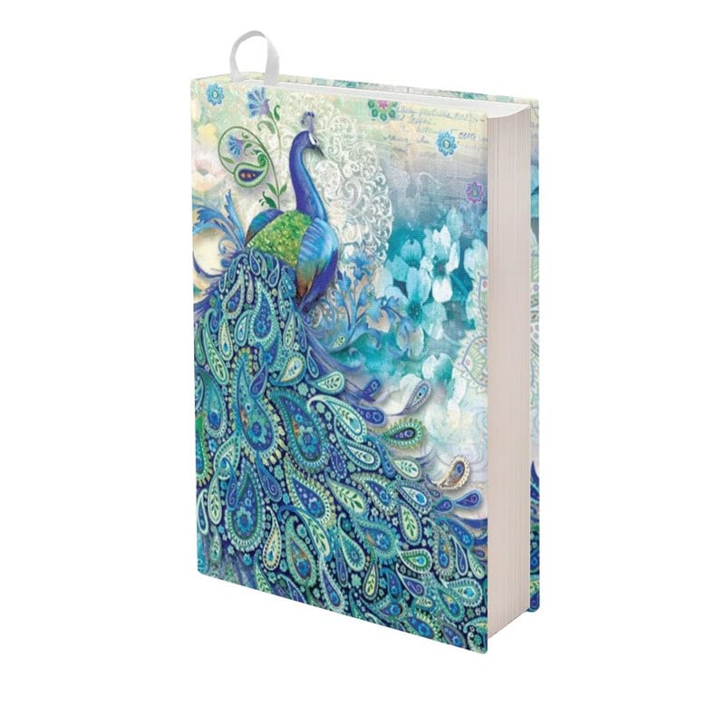 Kuiaobaty Folk Peacock Patterned Cloth Book Cover for Bible, Novel, Boho Birds Floral Notepad Slip on Jacket Washable Fabric