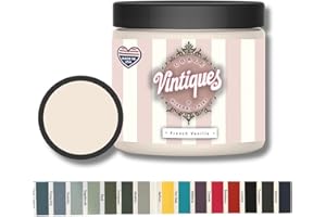 Vintiques Chalk & Mineral Paint plus color card, Matte Finish- Easy Application for DIY Projects - Furniture, Wood, Metal, Home Decor and More, French Vanilla, 8oz