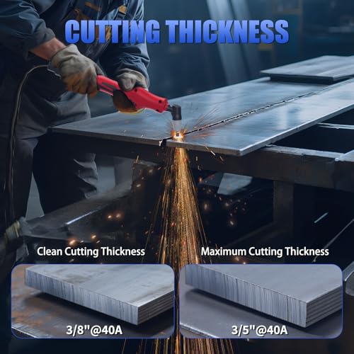 Reboot Plasma Cutter with Built in Air Compressor 40A 120V IGBT Inverter Digital Cutting Machine, 3/8 Inch Clean Cut and 3/5 Inch Max Cut High Frequency