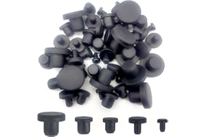 Alamic 50 PCS Silicone Plugs Rubber Hole Plugs Rubber 1/8" 3/16" 1/4" 5/16" 3/8" Stopper for Round Holes Waterproof Hole End Covers Soft Flexible Stopper Sealing Plugs Pipe Holes Test Tube Plugs
