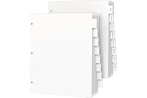 HABGP 3 Ring Binder Dividers with 8 Tabs, 2 Set 8 Dividers Binder, 1/5 Cut Tabs, Letter Size Binder Dividers White, Sheet Protectors 8.5" x 11", 3 Hole Punch Dividers 8 Tab Sets, Total 16 Dividers