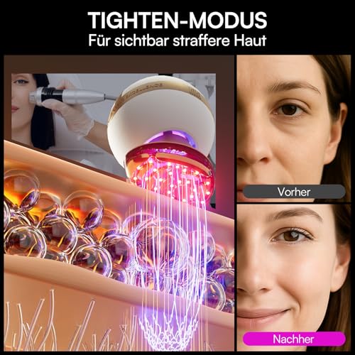 INIA SPHERA Improved 8-in-1 Microcurrent Face Massager for Face & Neck - Red Light, Heat & Cooling Function, 5 Modes, Beauty Tool for Defined and Radiant Skin at Home
