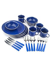 Stansport 24 Piece Enamel Camping Tableware Set