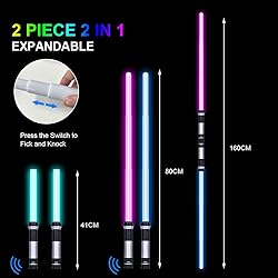 OSDUE Light Up Saber with Sound, 2 Pack 7 Colors