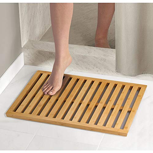 mDesign 100 Bamboo NonSlip Large Rectangular Spa Bath Mat for