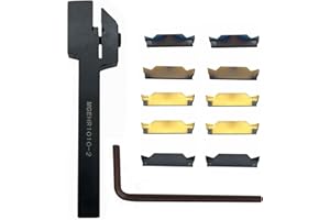 zouzmin 3/8" Lathe Grooving Tool Set MGEHR1010-2 Grooving Cut-Off Tool Holder with MGGN200 Carbide Grooving Inserts for Stainless Steel Steel Quenched Steel (3/8 Grooving Holder+MGGN200)